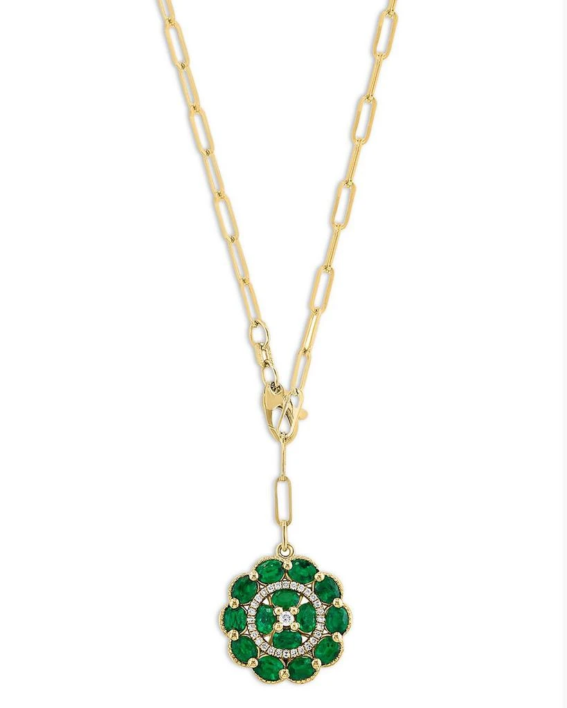 商品Bloomingdale's|Emerald & Diamond Medallion Pendant Necklace in 14K Yellow Gold, 18",价格¥19247,第1张图片
