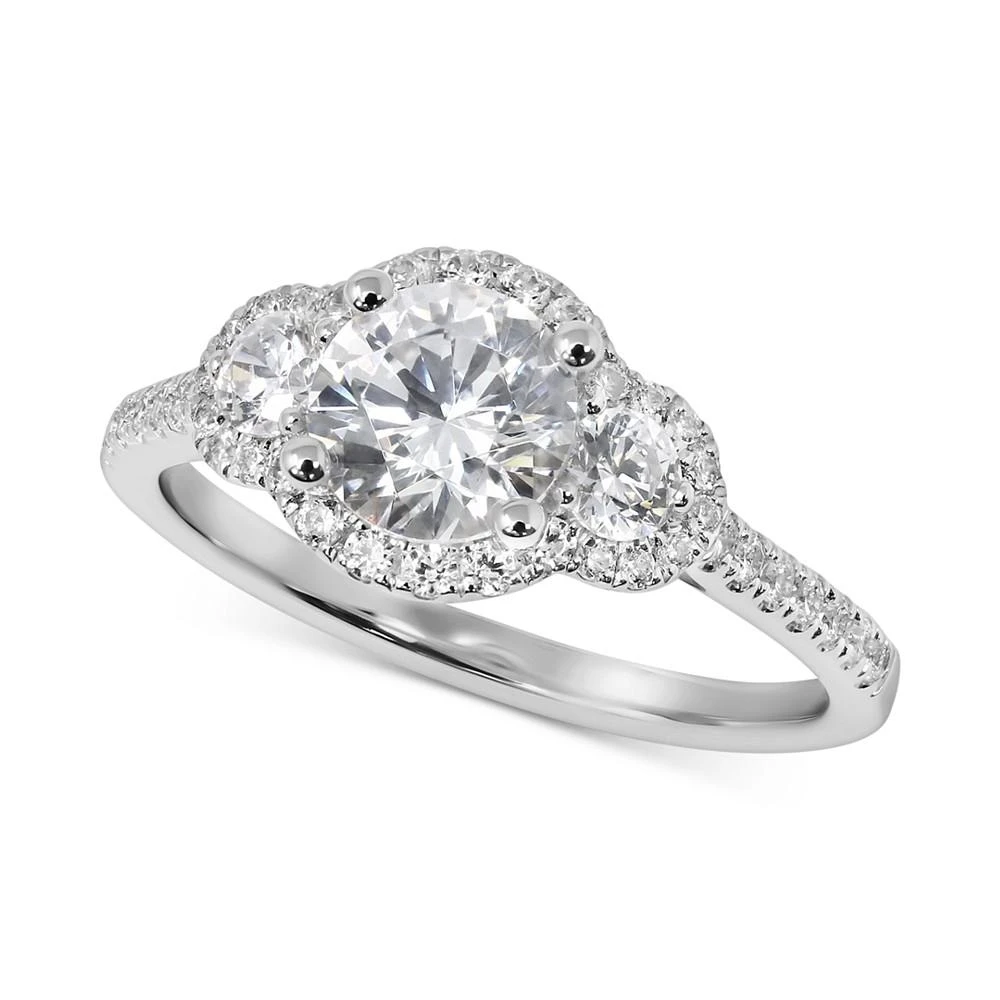 商品Macy's|Swarovski Zirconia Three-Stone Halo Ring in 14k White Gold,价格¥9412,第1张图片