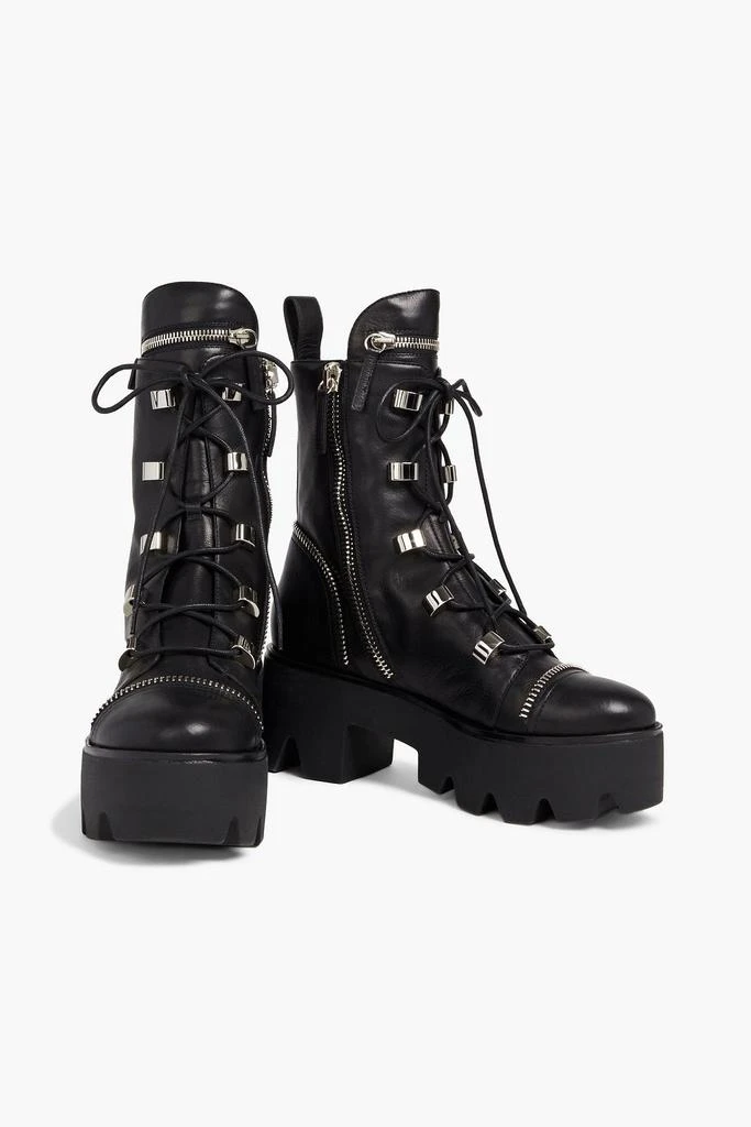 商品Giuseppe Zanotti|Juliett zip-detailed leather platform combat boots,价格¥2682,第2张图片详细描述