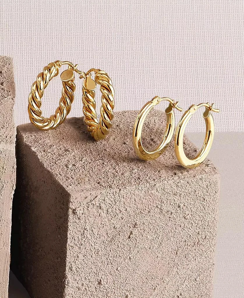 商品Italian Gold|Polished Small Flat Round Hoop Earrings in 10K Yellow Gold, 10mm,价格¥748,第3张图片详细描述