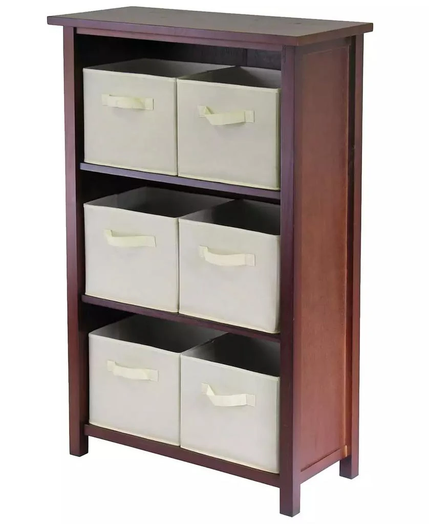 商品Winsome|Verona 3- Section M Storage Shelf with 6 Foldable Beige Color Fabric Baskets,价格¥2285,第1张图片