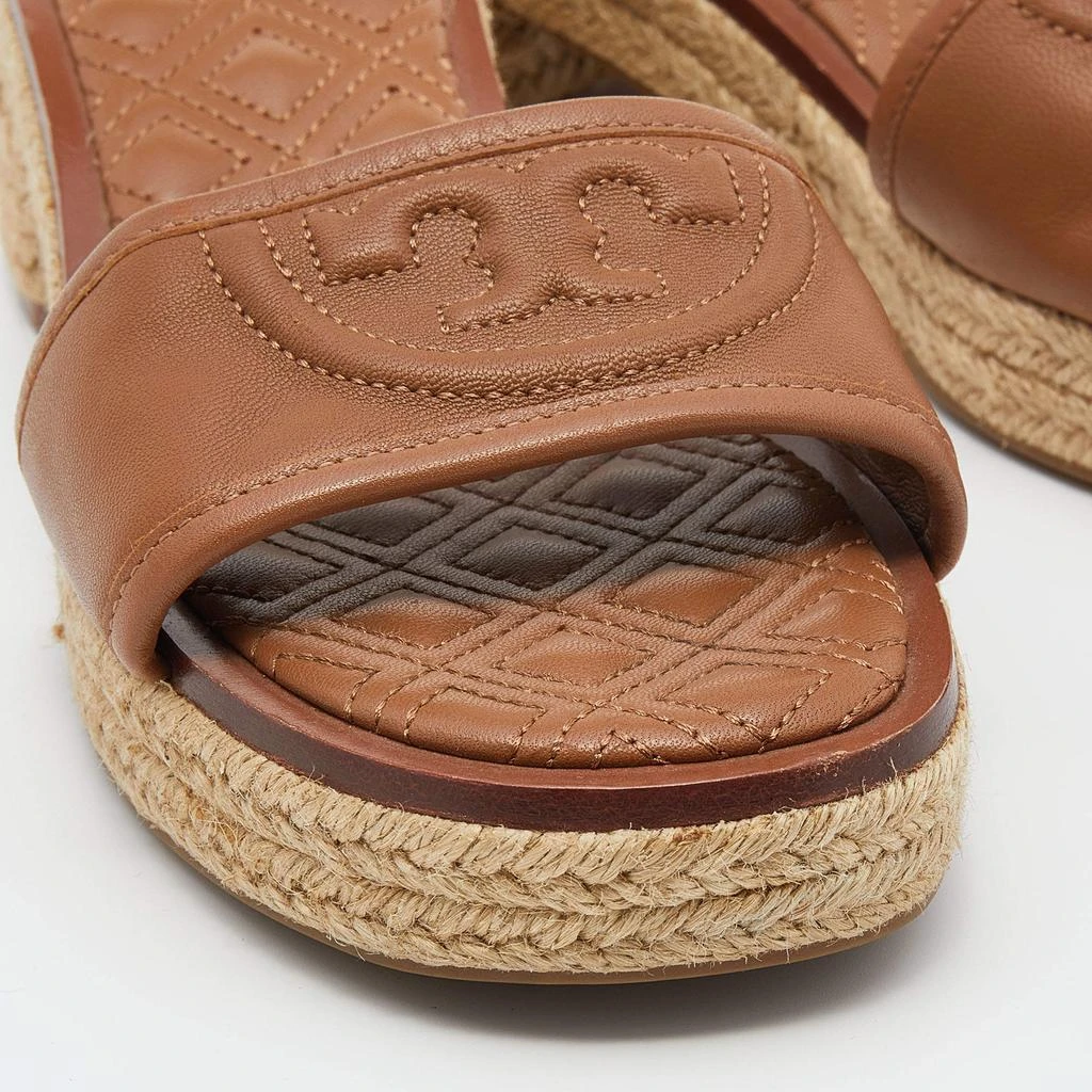 Tory Burch Brown Leather Fleming Espadrille Slides Size 37 商品