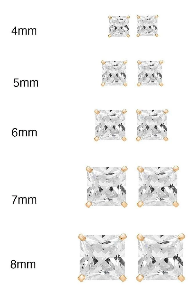 商品A&M|14K Gold 8mm Square CZ Stud Earrings,价格¥525,第2张图片详细描述