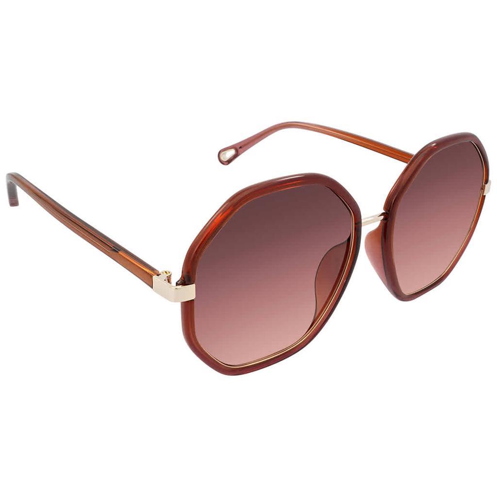 商品Chloé|Chloe Gradient Red Brown Geometric Ladies Sunglasses CH0133SA 004 59,价格¥1450,第1张图片