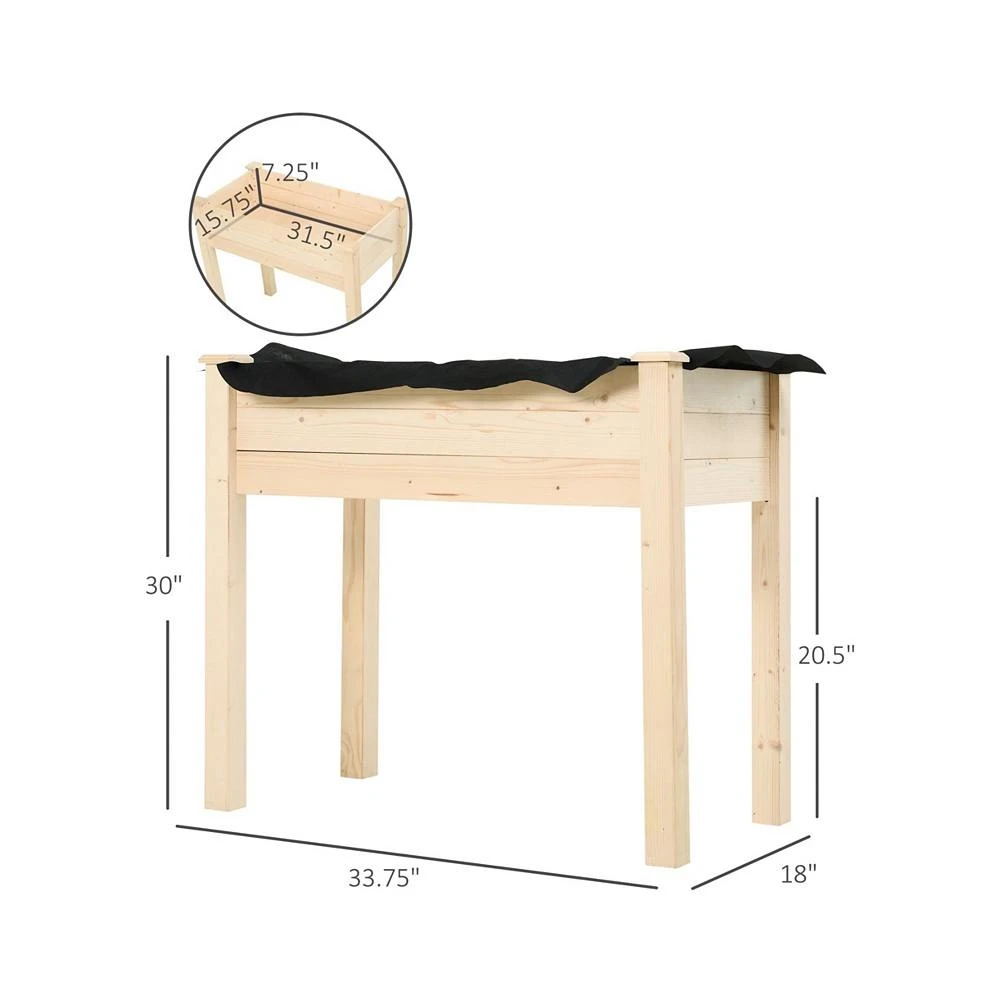 商品Outsunny|Elevated Natural Garden Plant Stand Outdoor Flower Bed Box Wooden,价格¥688,第3张图片详细描述