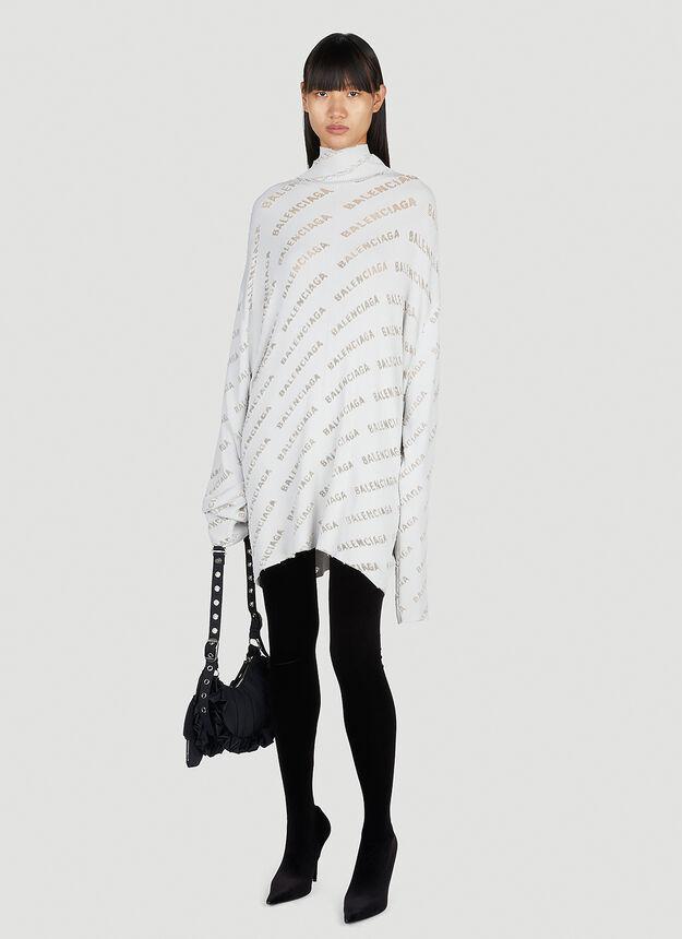 商品Balenciaga|All Over Logo High Neck Sweater in Grey,价格¥14948,第4张图片详细描述