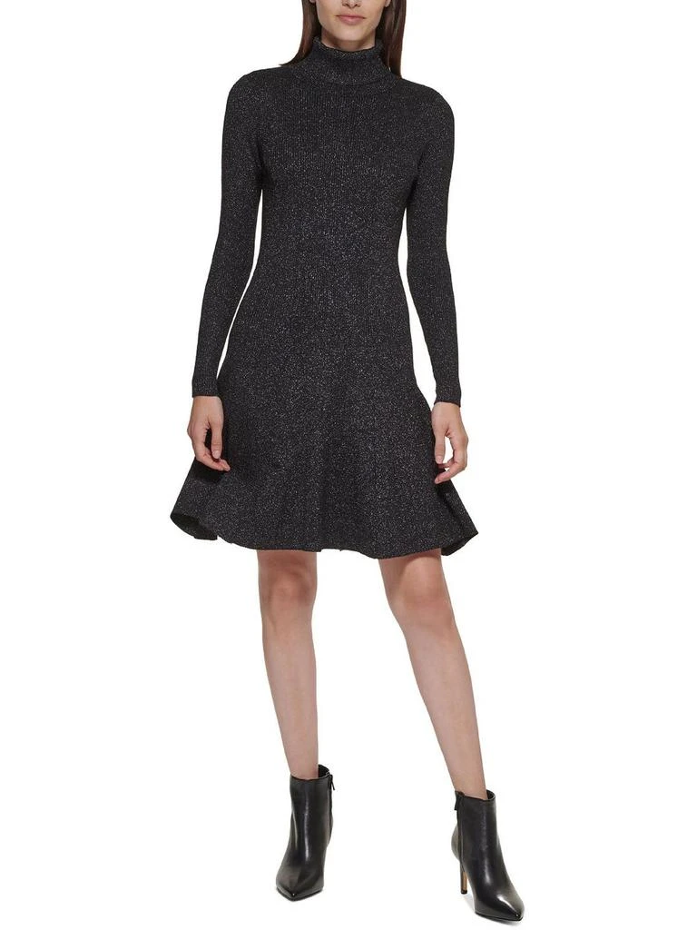 商品Calvin Klein|Womens Metallic Mock Neck Sweaterdress,价格¥256,第1张图片