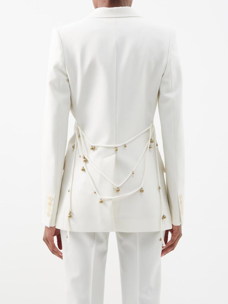 Embellished-belt twill suit blazer商品第5张图片规格展示