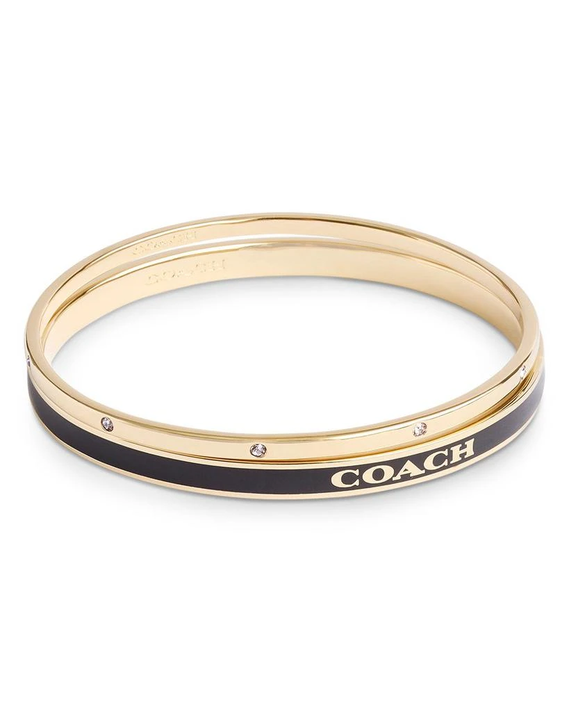 商品Coach|Pavé & Color Inlay Logo Bangle Bracelets, Set of 2,价格¥712,第1张图片