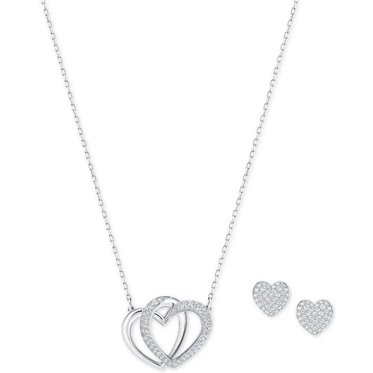 商品Swarovski|Silver-Tone Pavé Entwined Heart Pendant Necklace & Stud Earrings Set,价格¥1115,第1张图片