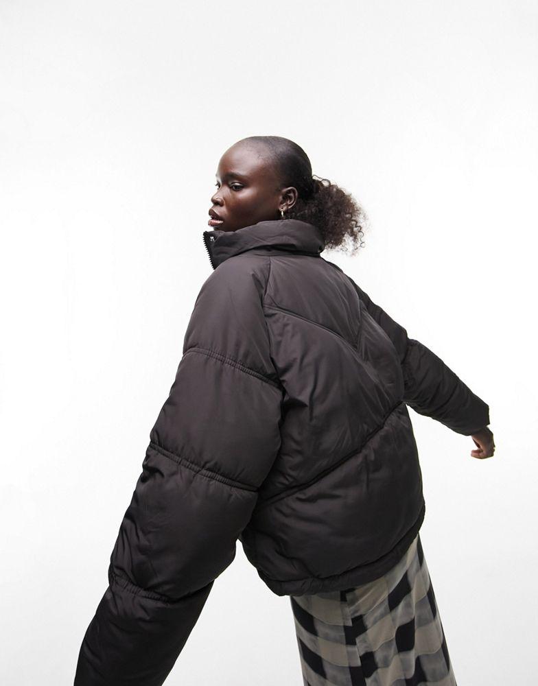 Topshop Petite padded puffer jacket in black商品第2张图片规格展示