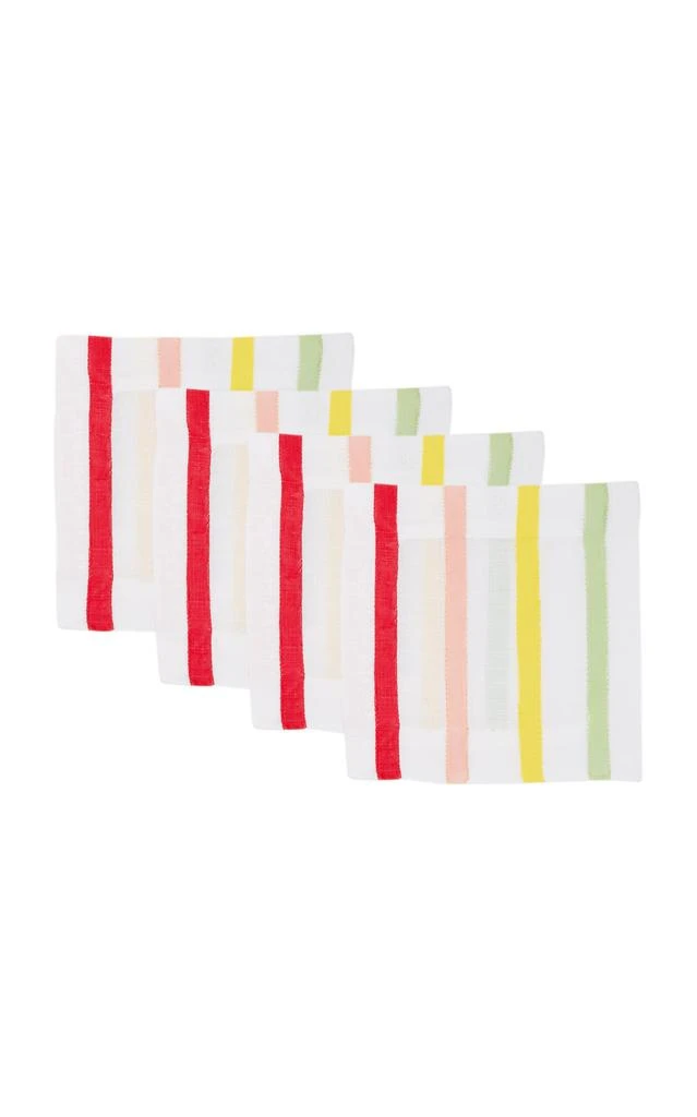 商品MoDA|Moda Domus - Set-of-Four Handcrafted Striped Linen Coasters - Multi - Moda Operandi,价格¥796,第1张图片