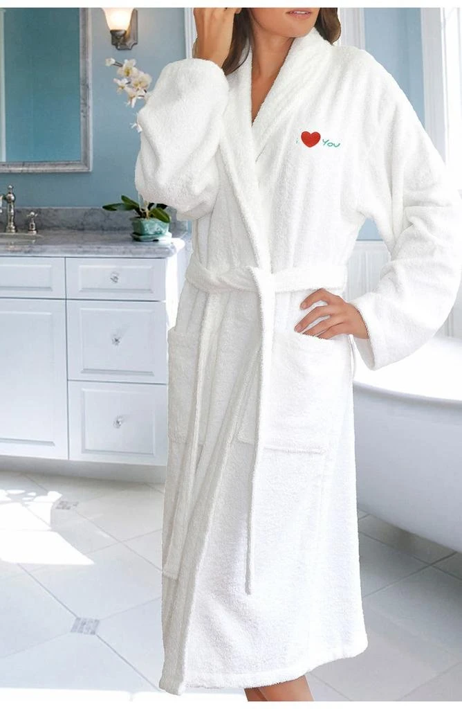 商品Linum Home Textiles|'I Love You' Embroidered White Terry Bathrobe,价格¥640,第3张图片详细描述