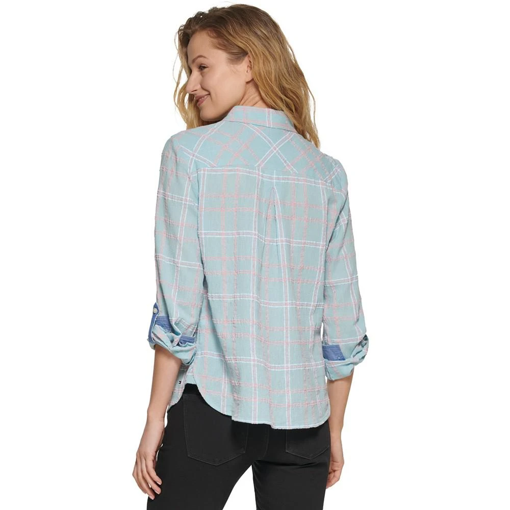 商品Tommy Hilfiger|Women's Zippered Plaid Long Sleeve Top,价格¥376,第2张图片详细描述