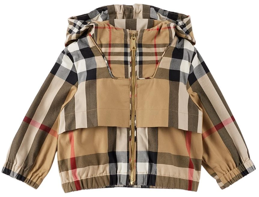 商品Burberry|驼色 Contrast Check 婴儿夹克,价格¥2069,第1张图片