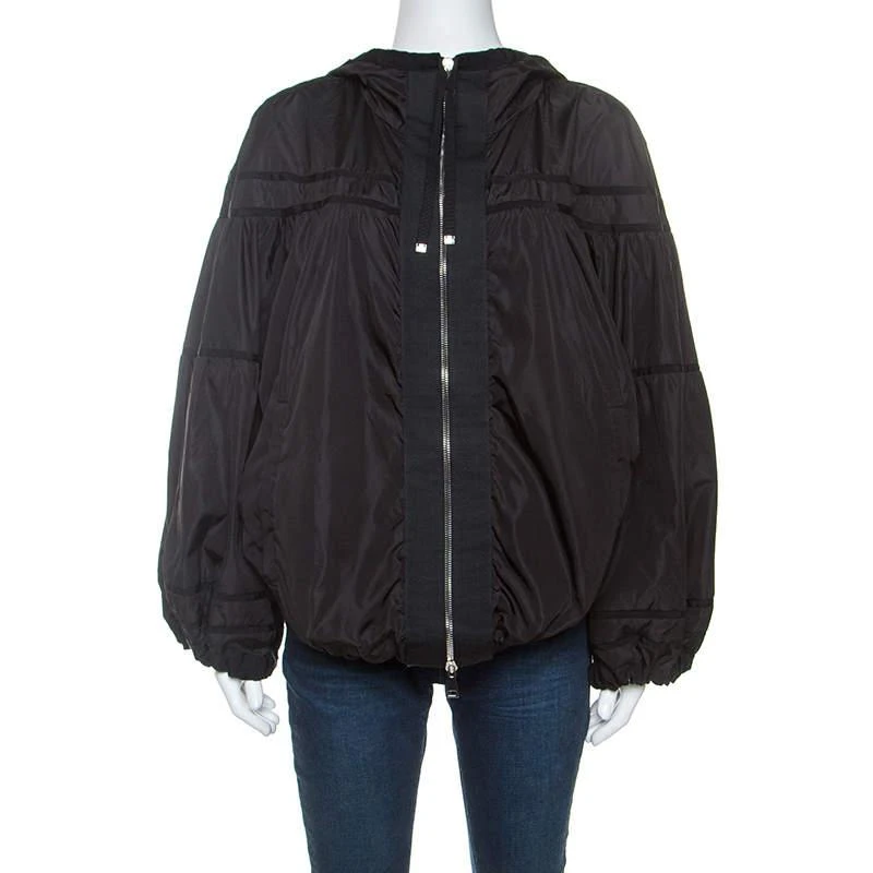 商品[二手商品] Moncler|Moncler Black Grosgrain Trim Balloon Sleeve Hooded Jacket L,价格¥1259,第1张图片