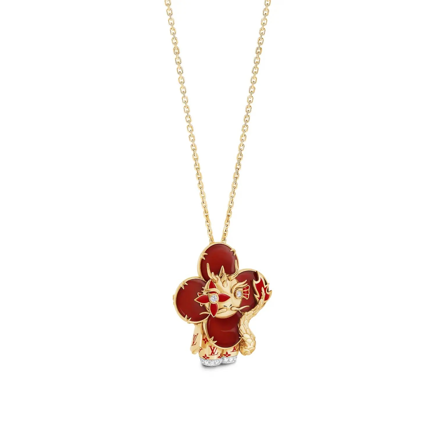 【预售】 LV路易威登 24秋冬 女士 吊坠 VIVIENNE DRAGON 18K 金漆光钻石彩色宝石项链 Q93976 商品