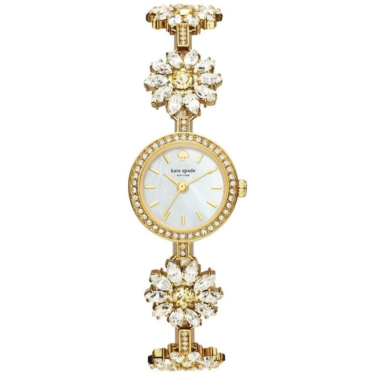 商品Kate Spade|Women's Gold-Tone Stainless Steel and Crystal Daisy Bracelet Watch 20mm KSW1083,价格¥973,第1张图片