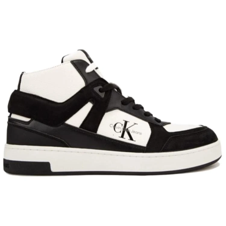 商品[国内直发] Calvin Klein|CALVIN KLEIN 牛皮革 撞色系带 高帮 板鞋 男款 太空黑,价格¥1032,第3张图片详细描述