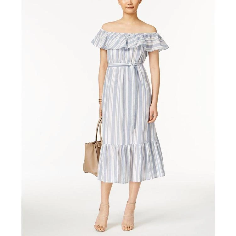 商品Olivia & Grace|Cotton Off-The-Shoulder Midi Dress, Created for Macy's,价格¥247,第5张图片详细描述