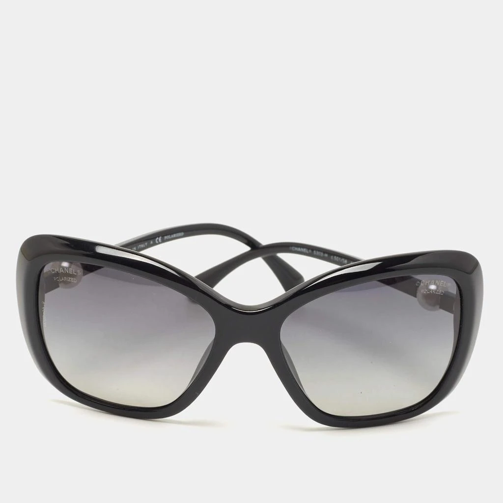 Chanel Black/Grey Gradient 5116-Q Quilted Leather CC Logo Sunglasses Chanel  | The Luxury Closet