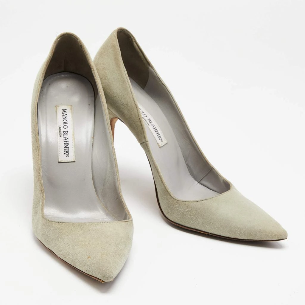 商品[二手商品] Manolo Blahnik|Manolo Blahnik Mint Green Suede BB Pointed Toe Pumps Size 39,价格¥1144,第3张图片详细描述