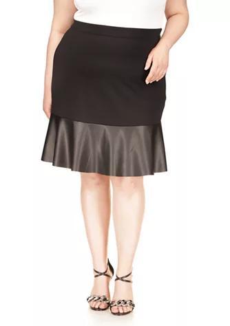 商品Michael Kors|Plus Size Ponte Leather Mix Skirt,价格¥655,第1张图片
