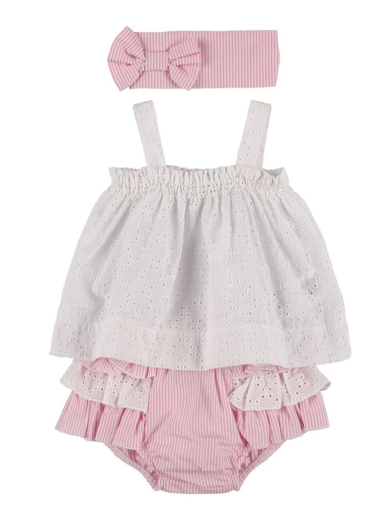 商品MONNALISA|Eyelet Lace Top, Diaper Cover & Headband,价格¥601,第1张图片