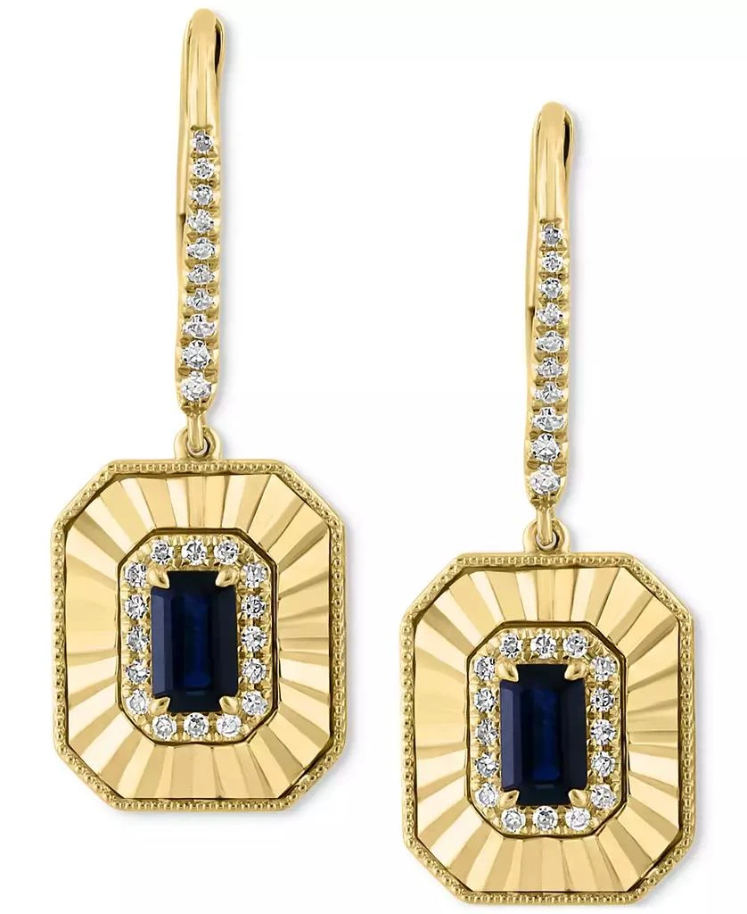 商品Effy|EFFY® Sapphire (3/4 ct. t.w.) & Diamond (1/4 ct. t.w.) Leverback Drop Earrings in 14k Gold,价格¥7558,第3张图片详细描述