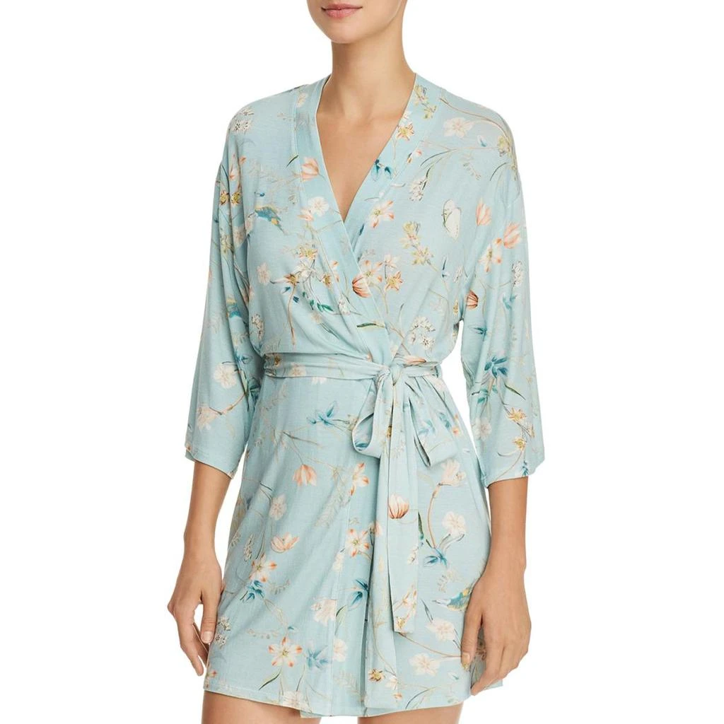 商品Flora Nikrooz|Flora Nikrooz Womens Tie-Front Floral Print Short Robe,价格¥108,第1张图片