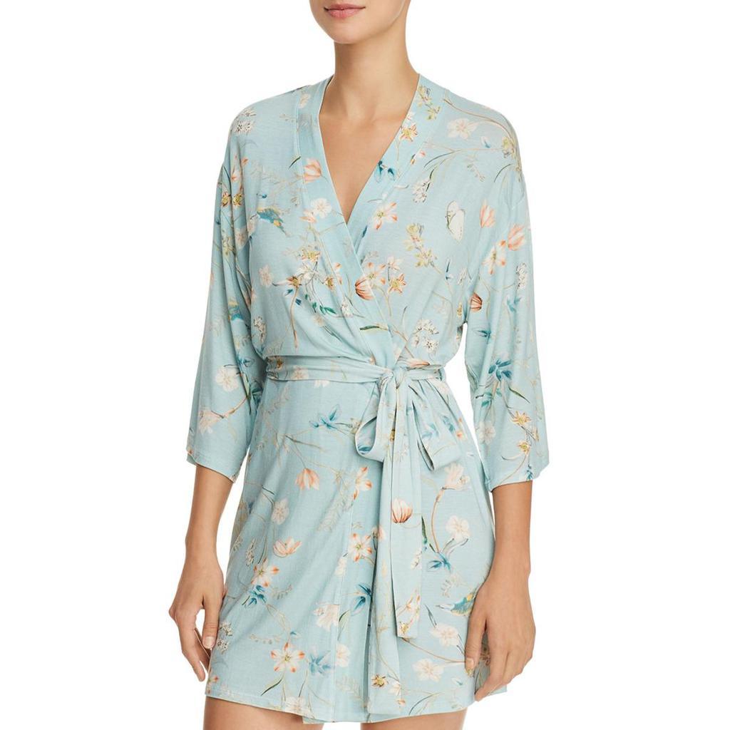 商品Flora Nikrooz|Flora Nikrooz Womens Tie-Front Floral Print Short Robe,价格¥103,第1张图片