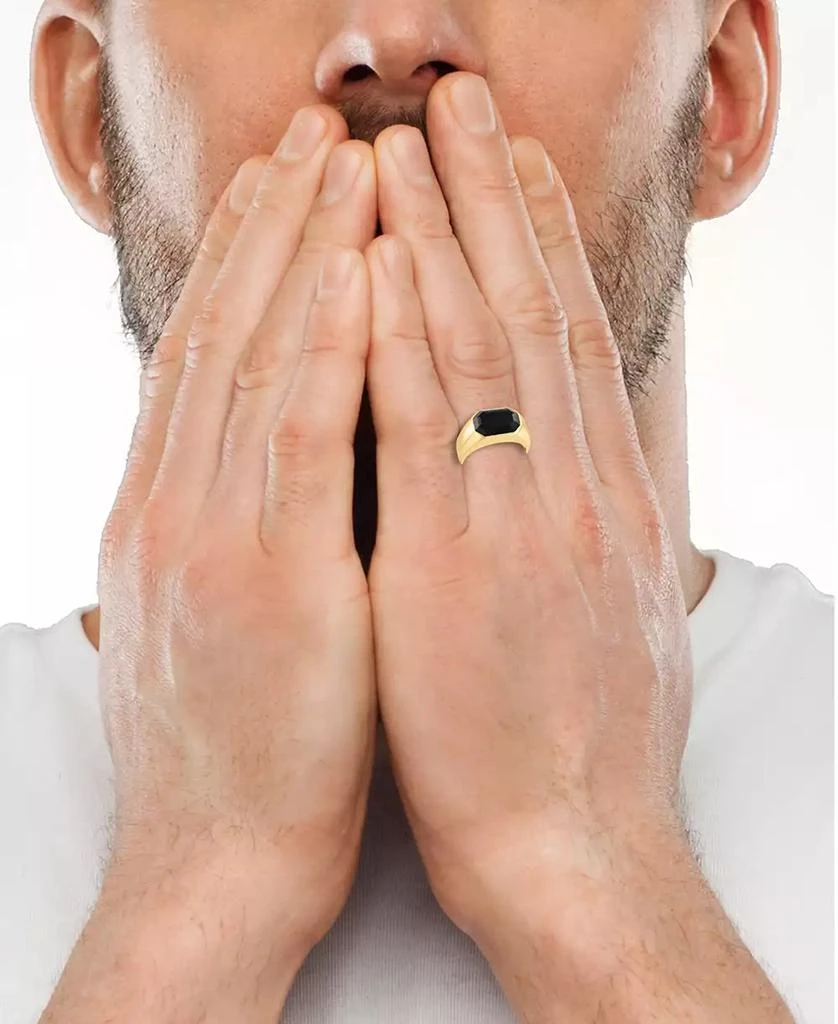 商品Effy|EFFY® Men's Onyx Ring in 14k Gold-Plated Sterling Silver,价格¥1696,第2张图片详细描述