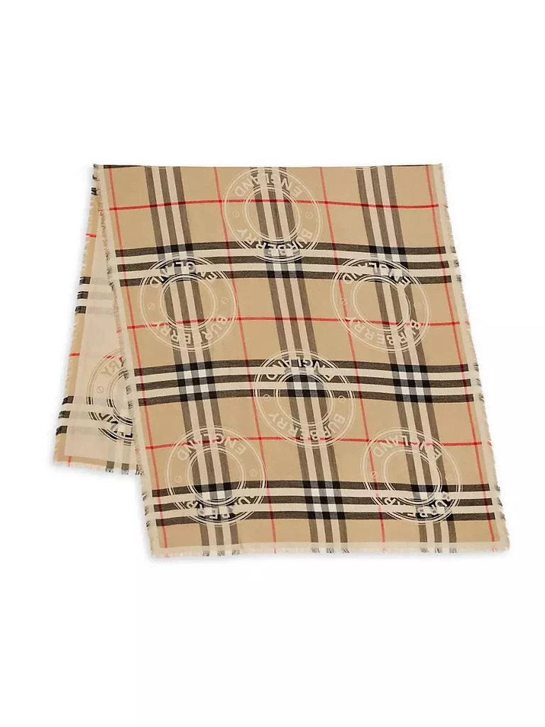 商品Burberry|Logo Giant Check Silk & Cashmere Scarf,价格¥7208,第1张图片