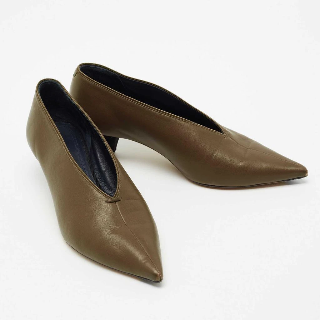 商品[二手商品] Celine|Celine Olive Green Leather V-Neck Pumps Size 37,价格¥1522,第4张图片详细描述