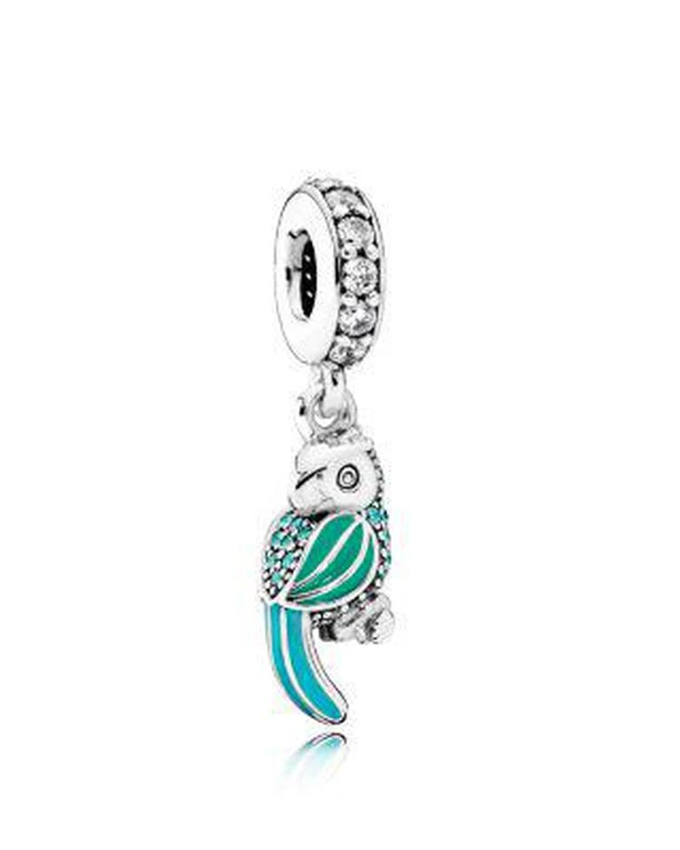 商品PANDORA|Sterling Silver, Cubic Zirconia & Enamel Tropical Parrot Dangle Charm,价格¥483,第1张图片