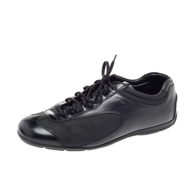 Prada Sport Black Leather And Nylon Low Top Sneakers Size 42商品第1张图片规格展示