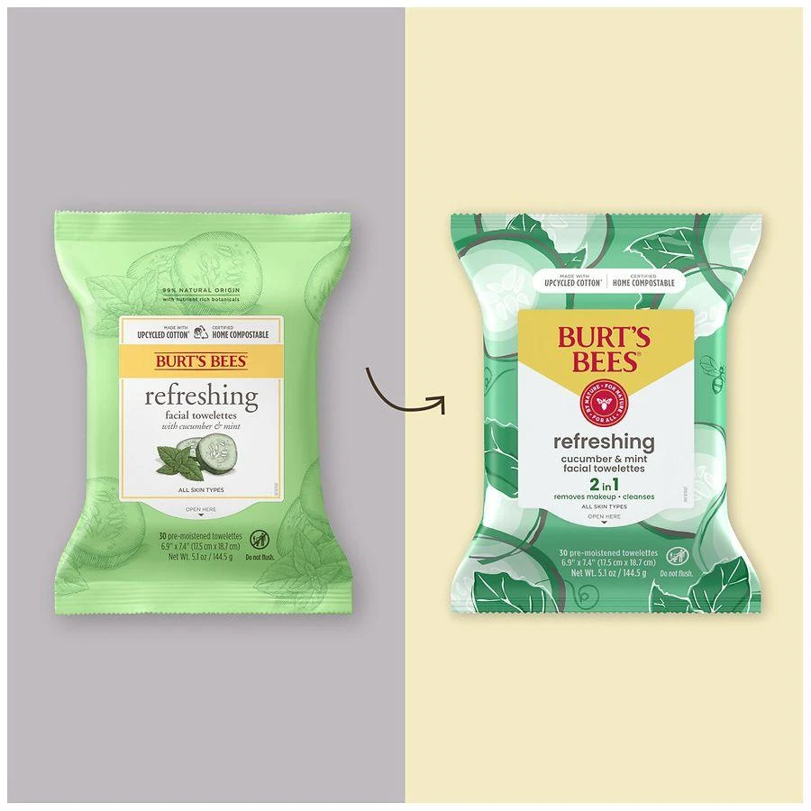 商品Burt's Bees|Refreshing Facial Towelettes with Cucumber & Mint Cucumber & Mint,价格¥47,第3张图片详细描述