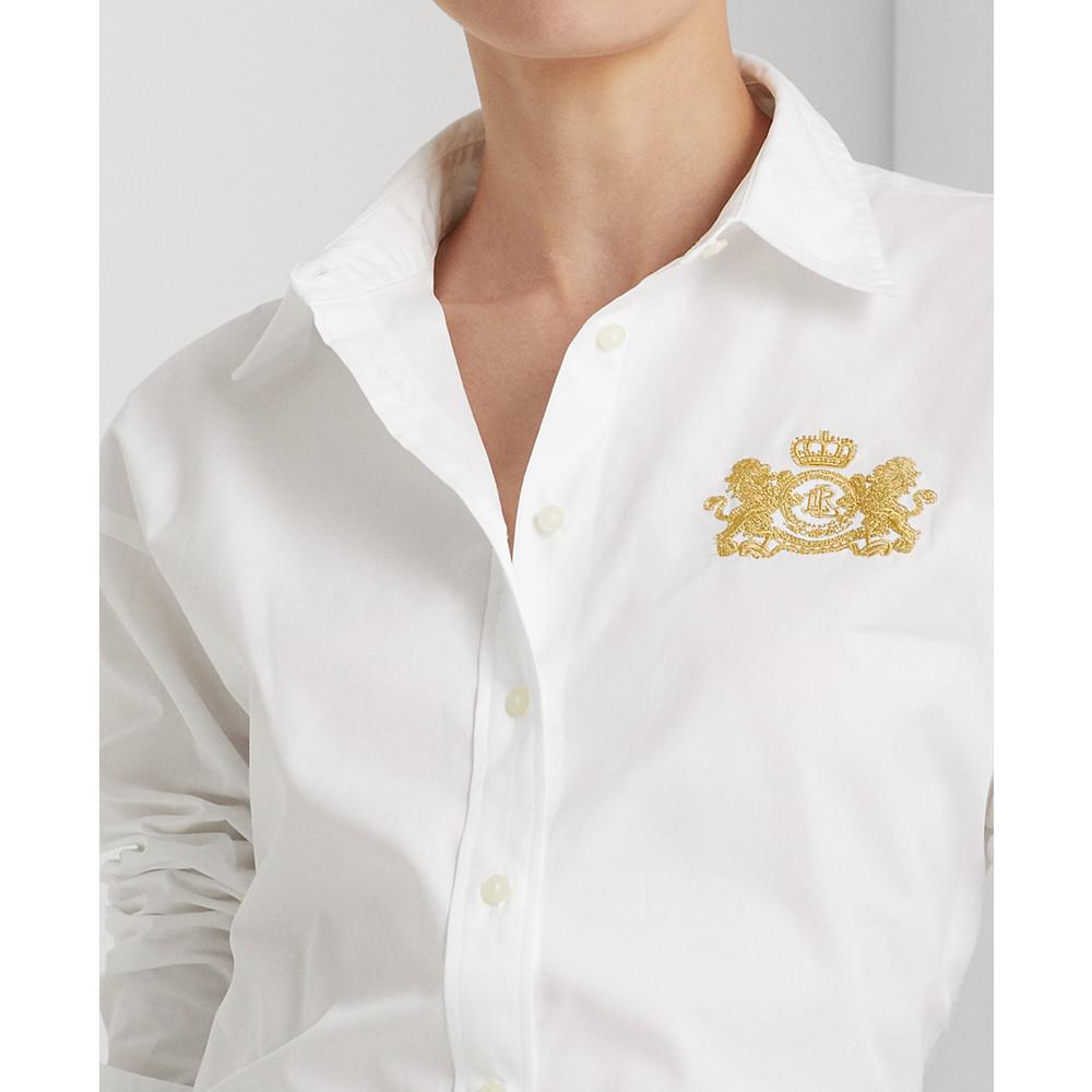 Women's Long Sleeve Lion Crest Twill Shirt商品第3张图片规格展示