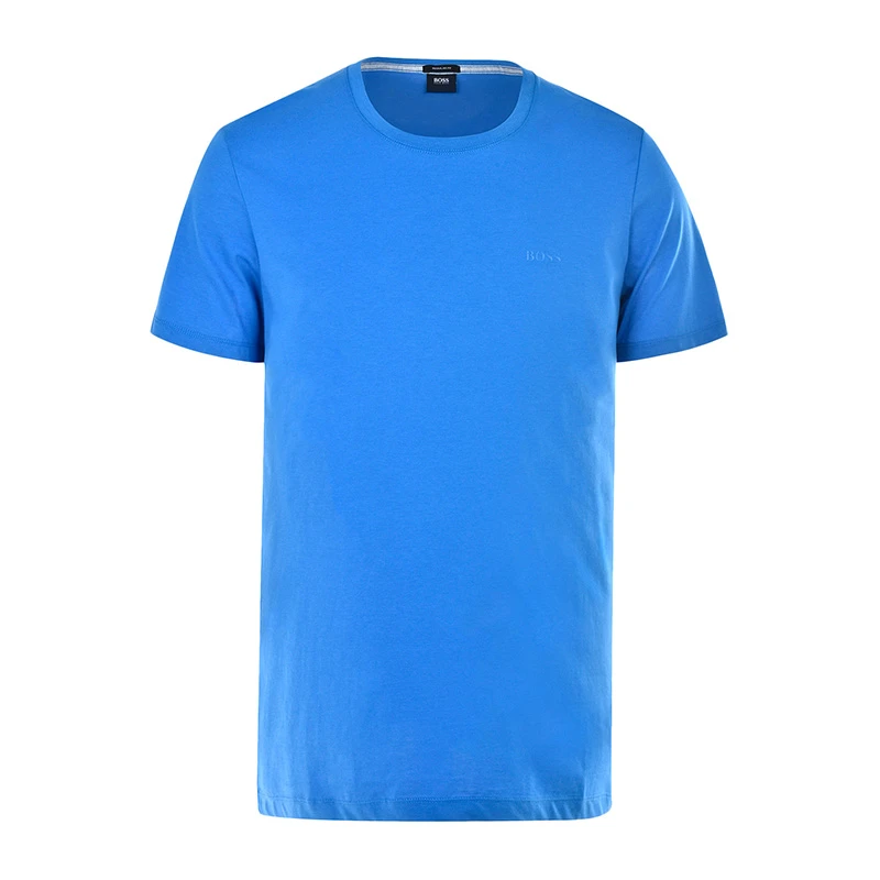 商品Hugo Boss|Hugo Boss 雨果博斯 男士蓝色棉质圆领休闲舒适短袖T恤TIBURT33-3816-420,价格¥402,第1张图片