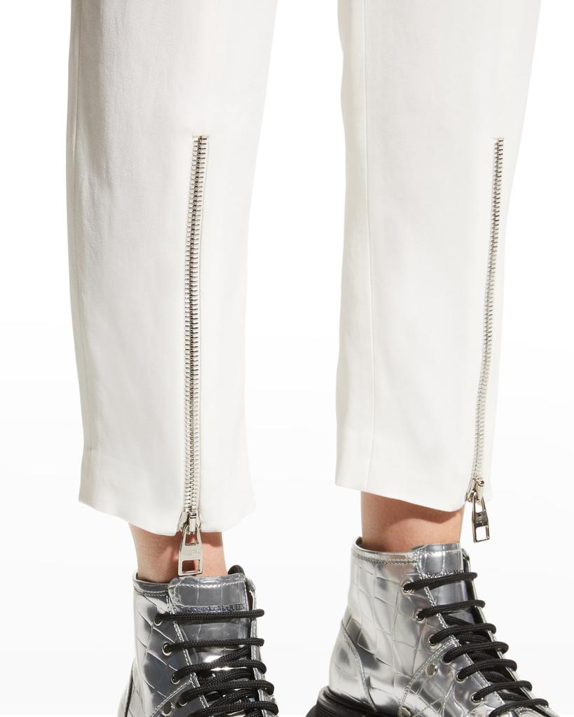 Zip Hem Straight-Leg Tailored Crop Pants商品第5张图片规格展示