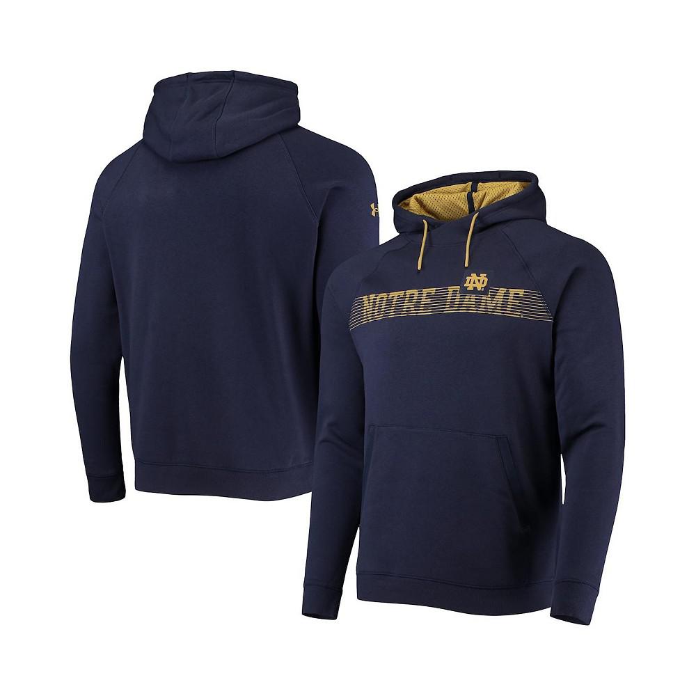 Men's Navy Notre Dame Fighting Irish 2021 Sideline Fleece Raglan Pullover Hoodie商品第1张图片规格展示