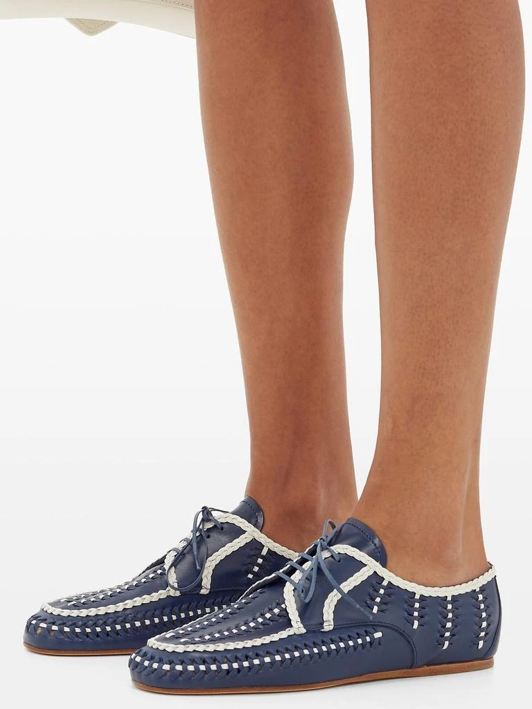 商品Prada|Piped and woven leather boating shoes,价格¥4220,第3张图片详细描述
