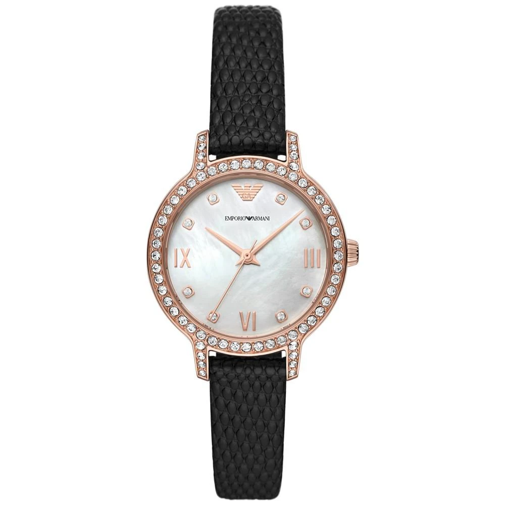 商品Emporio Armani|Women's Black Leather Strap Watch 32mm,价格¥1615,第1张图片