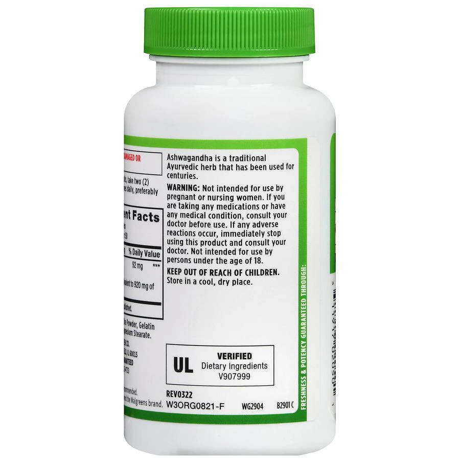 商品Walgreens|Ashwagandha Root 920 mg Capsules,价格¥74,第4张图片详细描述