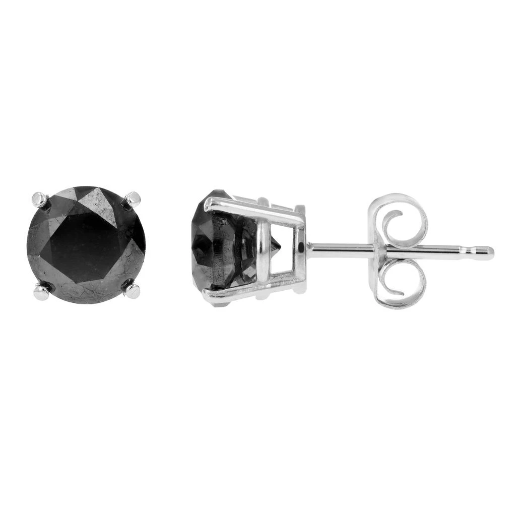 商品Vir Jewels|1.50 cttw Black Diamond Stud Earrings 14K White Gold Round Push Backs 4 Prong Basket,价格¥3353,第2张图片详细描述