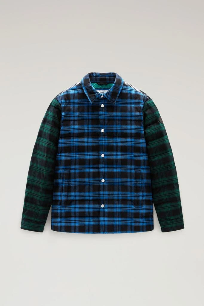 商品Woolrich|Padded Check Patchwork Overshirt - Men - Blue,价格¥2018,第1张图片