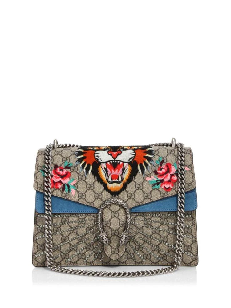 商品Gucci|Dionysus Embroidered Angry Cat GG 中号酒神包,价格¥15662,第1张图片