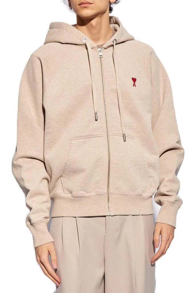 商品AMI|Paris Ami De Coeur Logo Embroidered Zipped Hoodie,价格¥2767,第2张图片详细描述