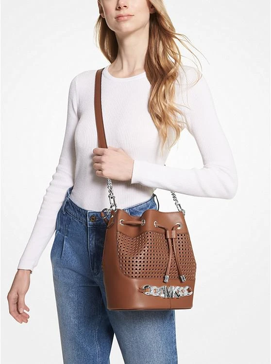 商品Michael Kors|Devon Medium Perforated Leather Bucket Bag,价格¥1852,第3张图片详细描述