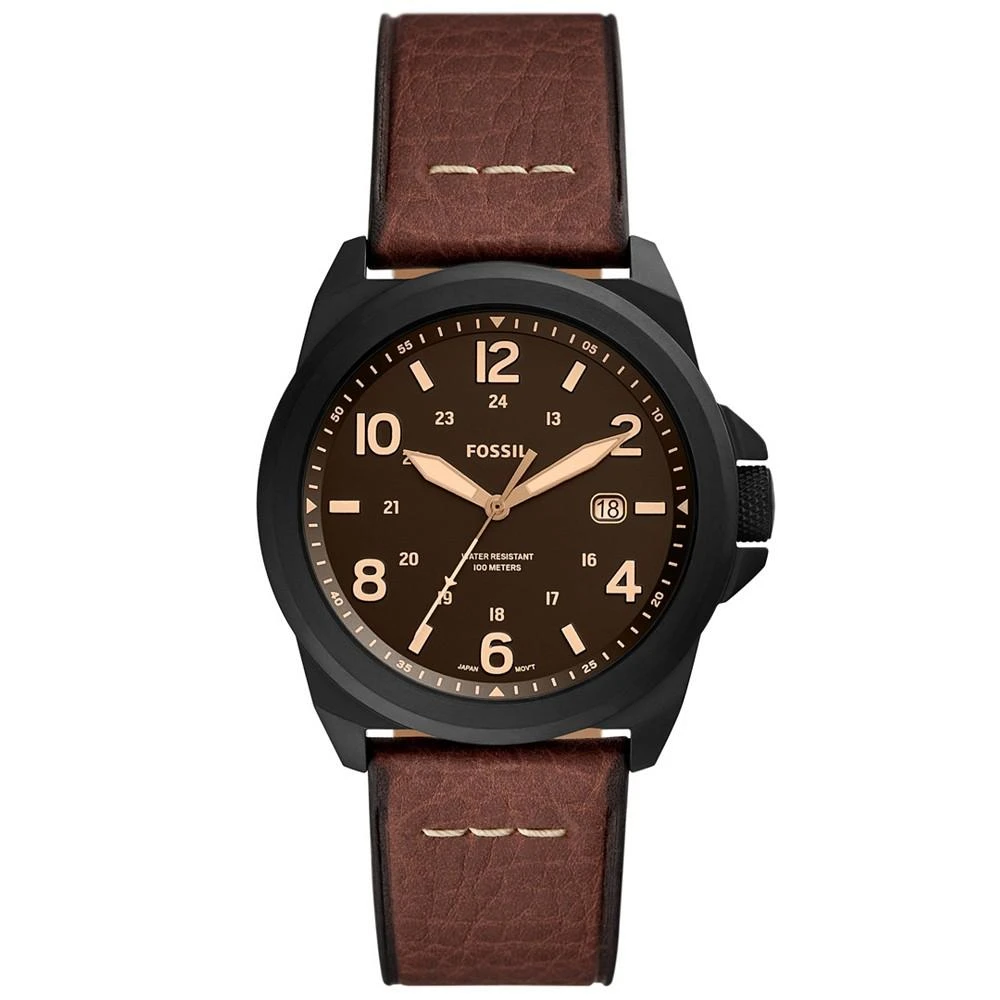 商品Fossil|Men's Bronson Brown Leather Strap Watch, 40mm,价格¥733,第1张图片